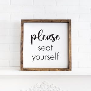 Please Seat Yourself Sign, Bathroom Signs, Bathroom Wall Decor, Guest Bathroom Sign, Farmhouse Wall Decor, Sign For Half Bathroom