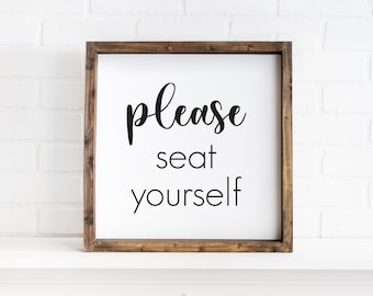 Please Seat Yourself Sign, Bathroom Signs, Bathroom Wall Decor, Guest Bathroom Sign, Farmhouse Wall Decor, Sign For Half Bathroom