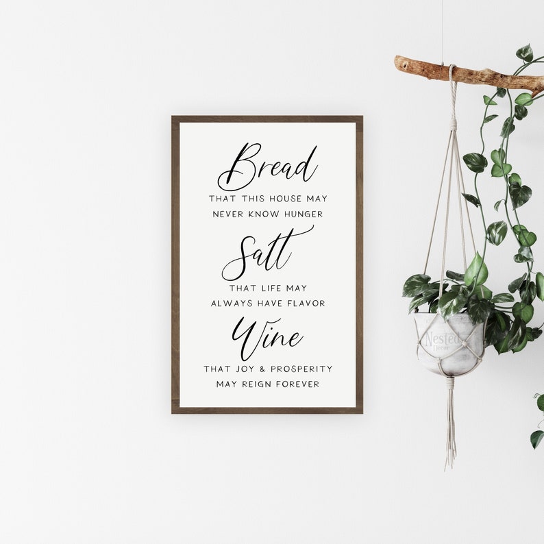 Bread Salt Wine Quote Bread Salt Wine Sign Farmhouse Wall Decor Wood Frames Signs It's A  Wonderful Life Quote Inspirational Sign Wall Art Home Decor Home & Living  Home Décor Jan-Takayama.com