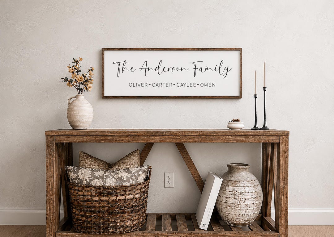 Personalized Family Name Sign - Custom Wood Framed Last Name Sign ...