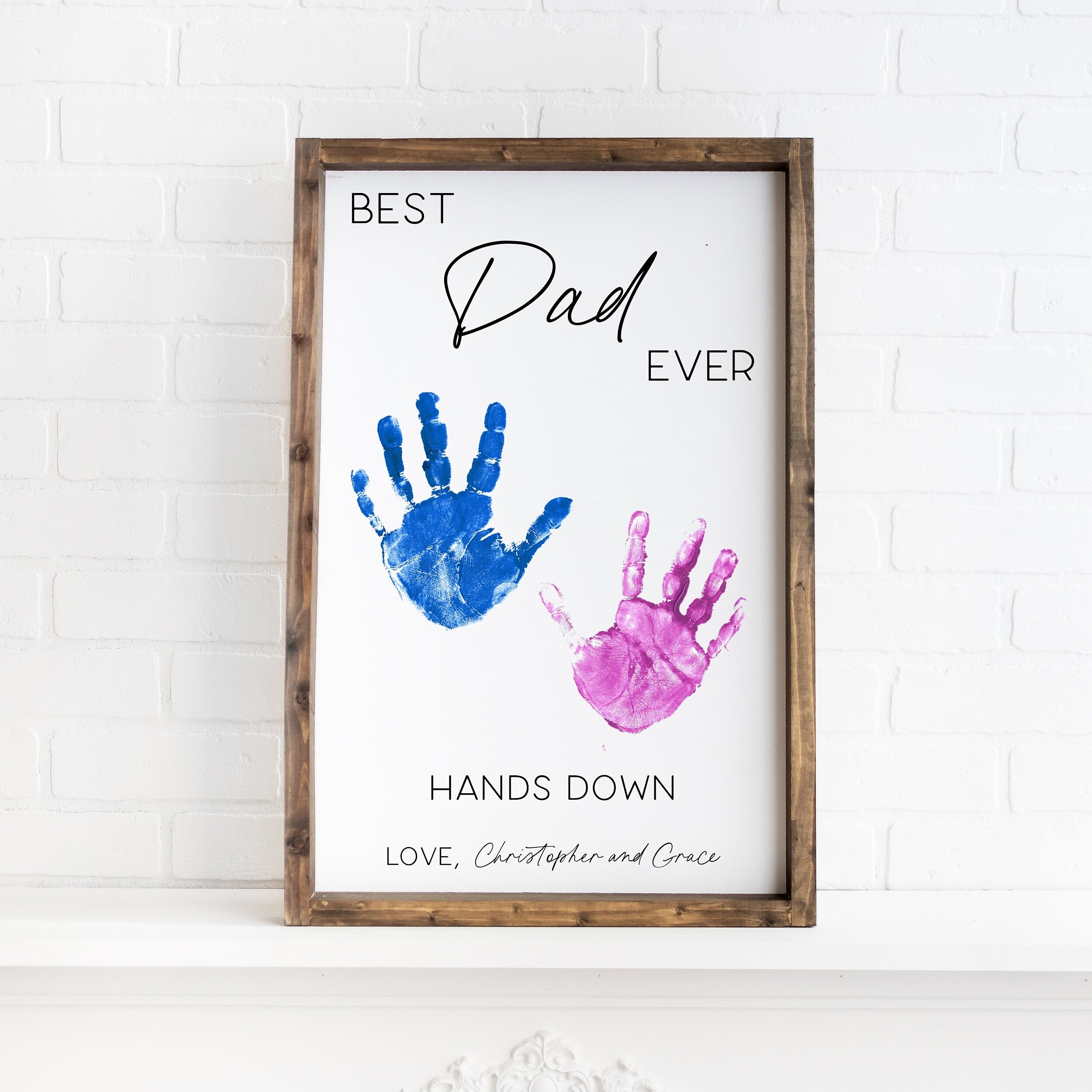 Father Figure Sign Personalized Father's Day Hand Print Sign, Custom Toddler Wood Sign - Etsy