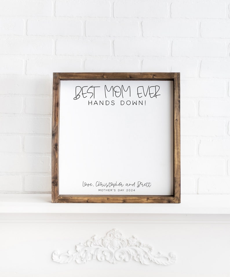Mom Sign Off DIY Mothers Day Handprint Sign, Personalized Gift From Kids, Best Mom ...