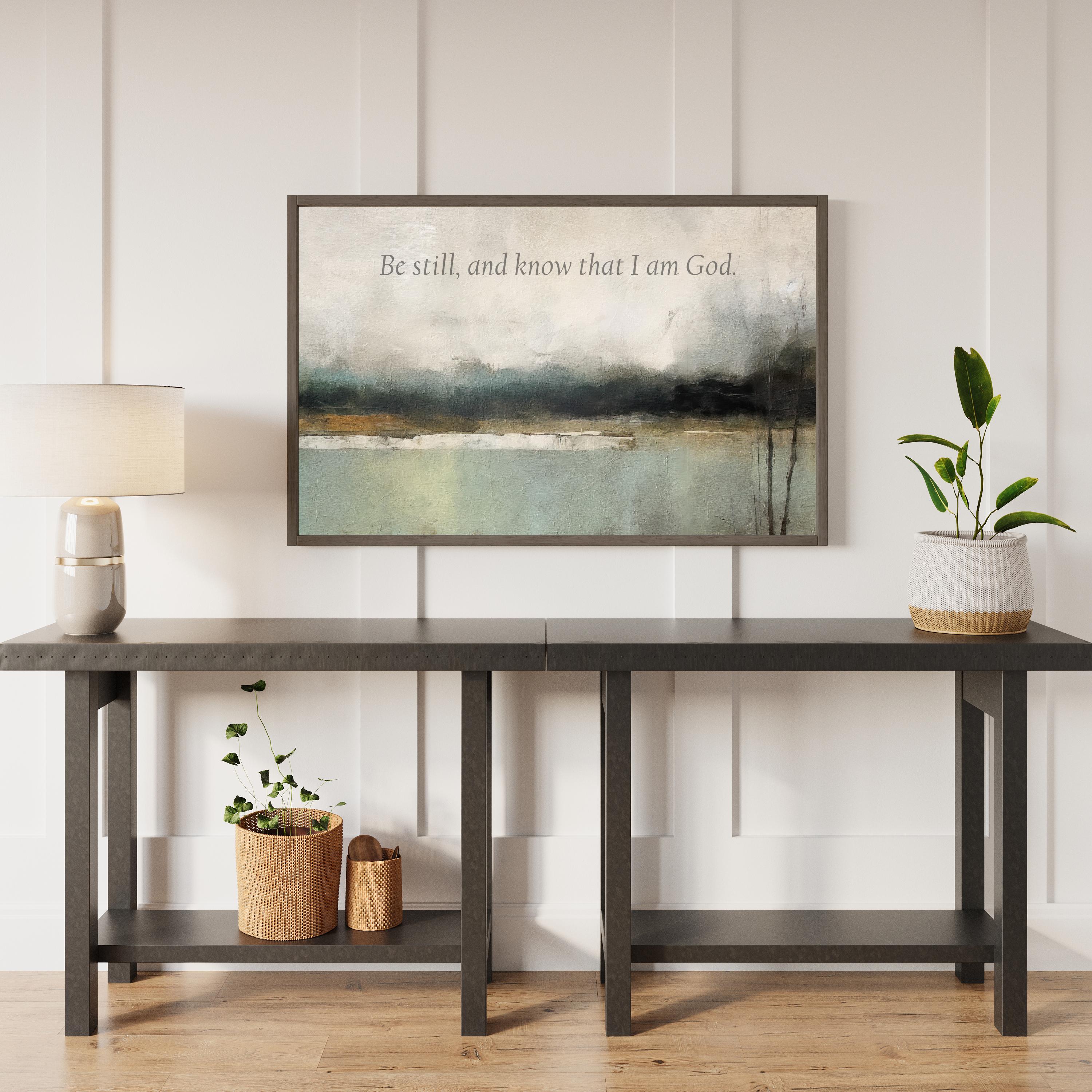 Large Christian Wall Art on Wood, Muted Abstract Psalm 46:10 Decor ...