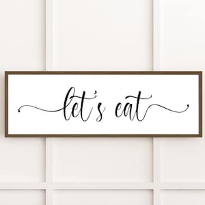 let&#39;s eat wood sign for kitchen, kitchen signs, kitchen wall decor, farmhouse kitchen decor, wood framed signs, kitchen wall art, lets eat