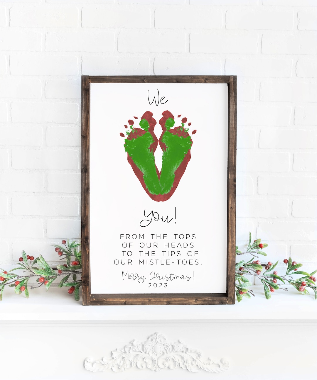 Custom Christmas Gift From Kids, DIY Handmade Footprint Wood Sign ...
