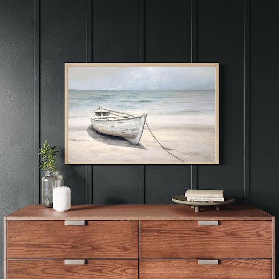 Coastal Wall Art, Ocean Wall Art, Wood Frame Art, Beach Wall Decor, Extra Large Wall Art, Nautical Painting, Framed Landscape Print