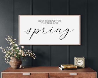 spring signs, spring decor, silver white winters that melt into spring, wood signs, spring wall decor, spring home decor
