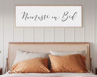 Namaste in Bed Wood Sign: Bedroom Wall Decor