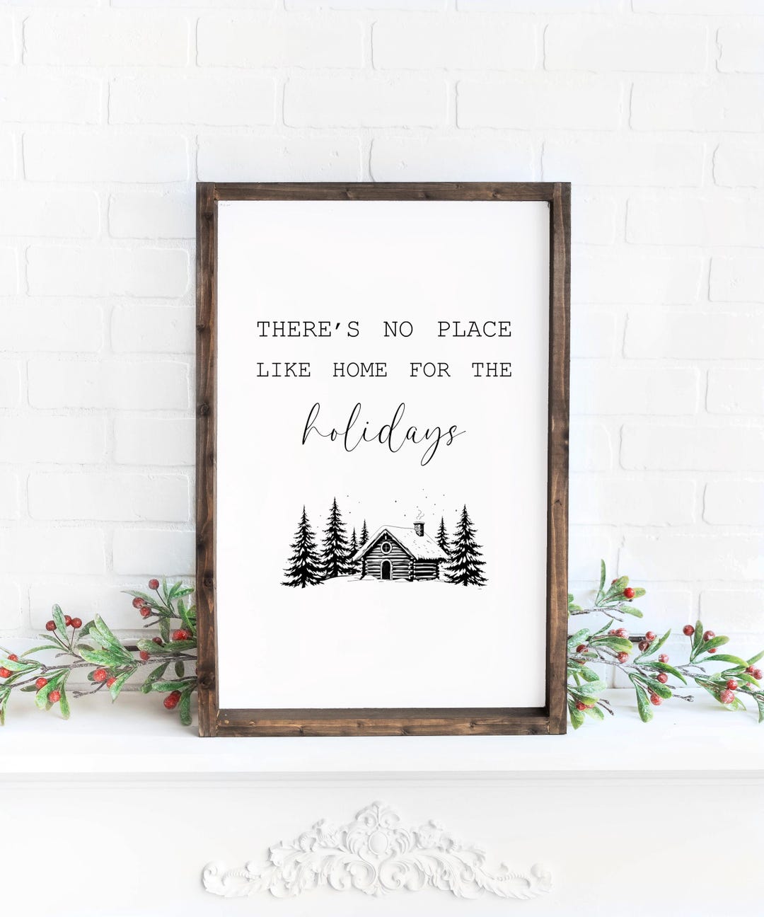 Christmas Sign – There’s No Place Like Home for the Holidays, Rustic ...