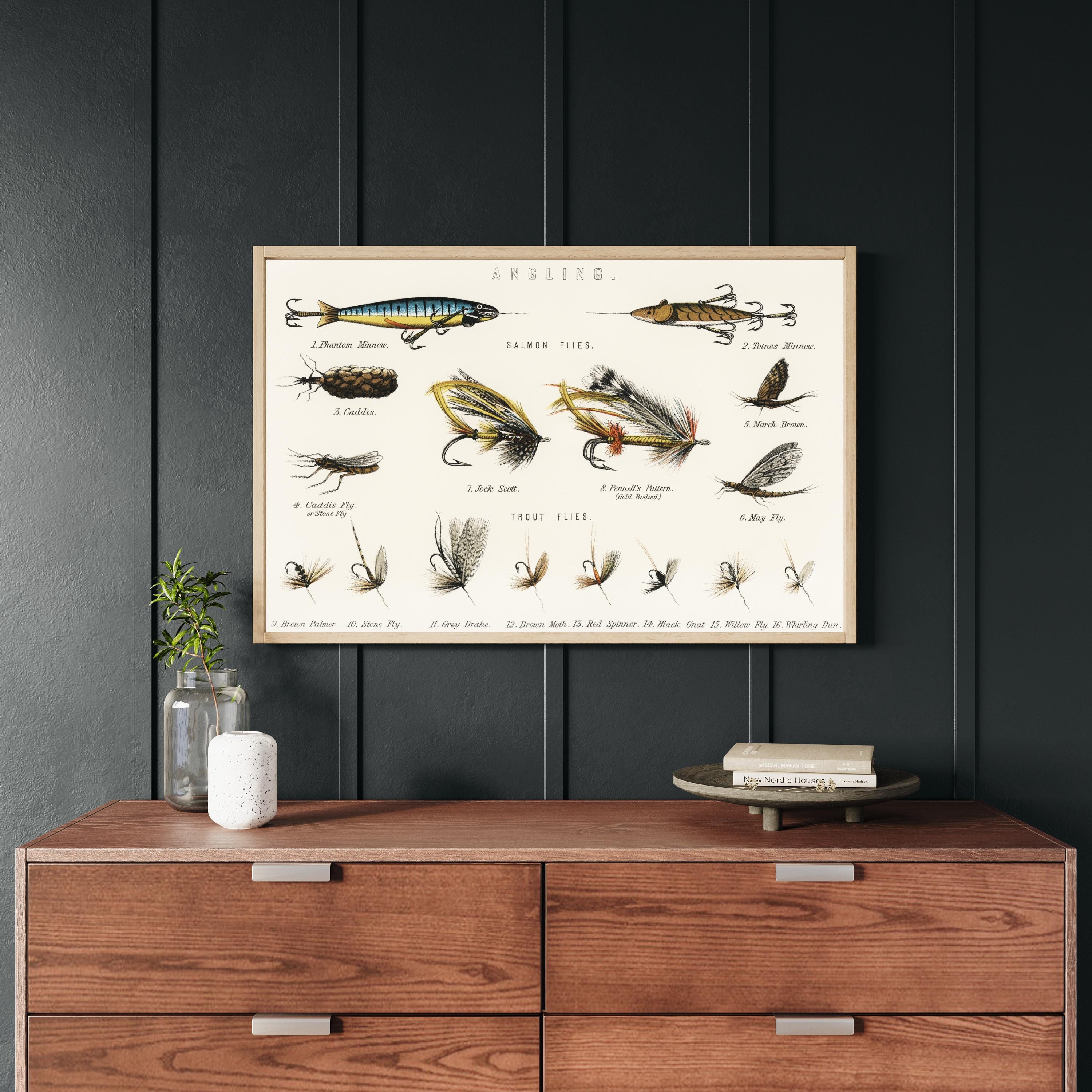 Flies Frame Fly Fishing Flies Framed Print: Angling Art, Lake House Decor - Etsy