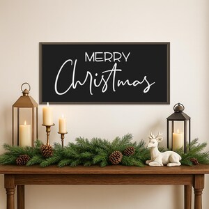 Merry Christmas Wood Sign | Christmas Wood Signs | Framed Wood Sign | Winter Signs | Holiday Wall Decor | Farmhouse Wall Decor | Decorations bild 2