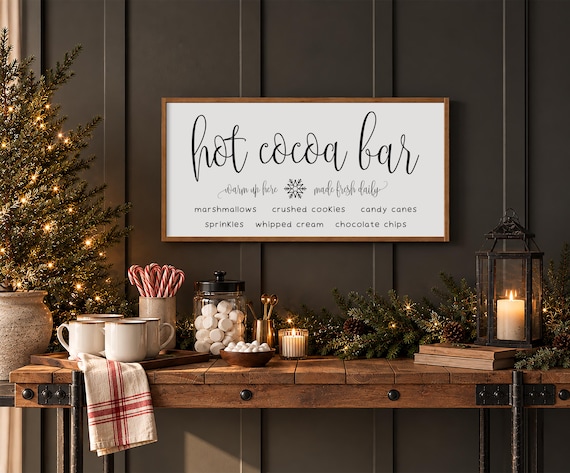 Hot Cocoa Sign-Coffee Bar Signs-Christmas Decor-Winter Decor-Hot Cocoa Decor-Kitchen Signs-Hot Chocolate Signs-Hot Cocoa Station-Wall Decor