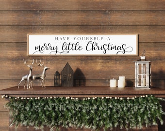 Christmas sign, Christmas wall decor, wood framed signs, have yourself a merry little Christmas, farmhouse Christmas, holiday signs