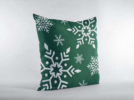 Green Christmas Pillows Snowflake Pillow Cover Outdoor Christmas Decorations Outdoor Pillows for Porch Green Decorative Pillows Etsy
