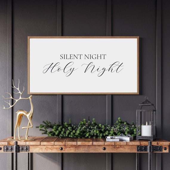 Silent night sign, Christmas sign, Christmas wall decor, wood framed signs, nativity Christmas sign, holiday decorations for mantle