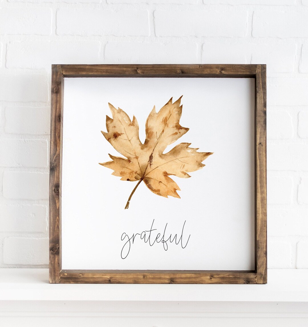 Fall Grateful Sign, Wooden Fall Signs, Fall Decor With Leaves, Fall ...
