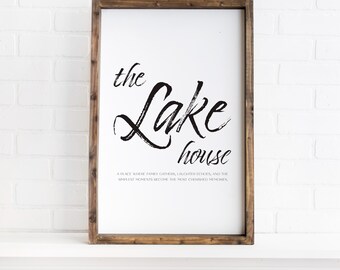 Framed Lake Definition Print: Rustic Lake House Family Quote Sign