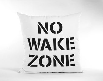 white accent pillow for lake house, no wake zone pillow, lake house pillow, bedroom lake house decor, beach house pillow