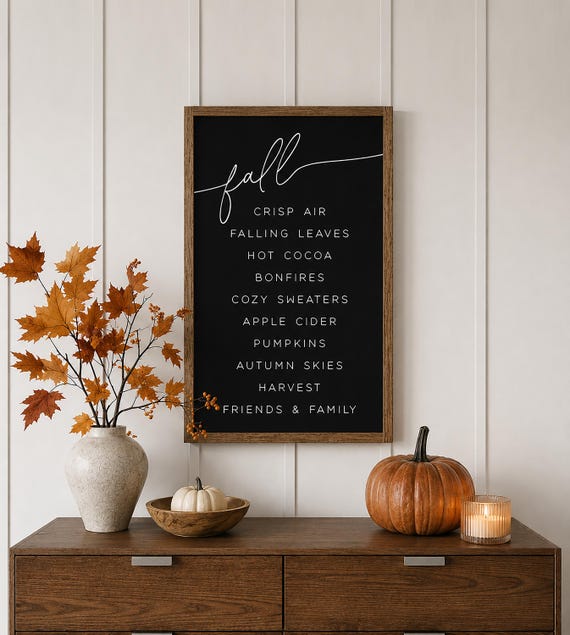 fall bucket list sign, fall home decor, fall sign, fall wall decor, autumn decor, fall decorations for living room or entryway, wood signs