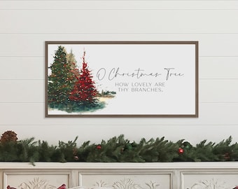 Rustic Wood O Christmas Tree Lyrics Sign: Farmhouse Holiday Wall Decor