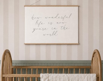 Nursery Decor, Canvas Wall Art, How Wonderful Life Is Now You're In The World Sign, Canvas Wall Hanging