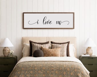 Master Bedroom Wall Decor | I Love Us | Master Bedroom Sign | Bedroom Wall Decor | Sign For Bedroom | Wood Framed Sign | Sign Above Bed