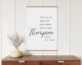 This Is Us Custom Canvas Wall Hanging, Personalized Family Name Sign