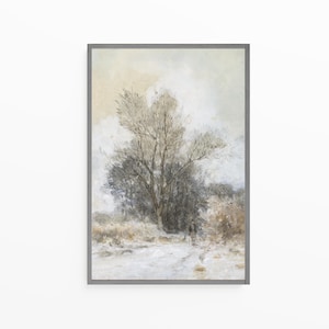 Winter Landscape Tree Large Framed Wall Art, Christmas Winter Wall Decor, Vertical Framed Canvas Wall Art