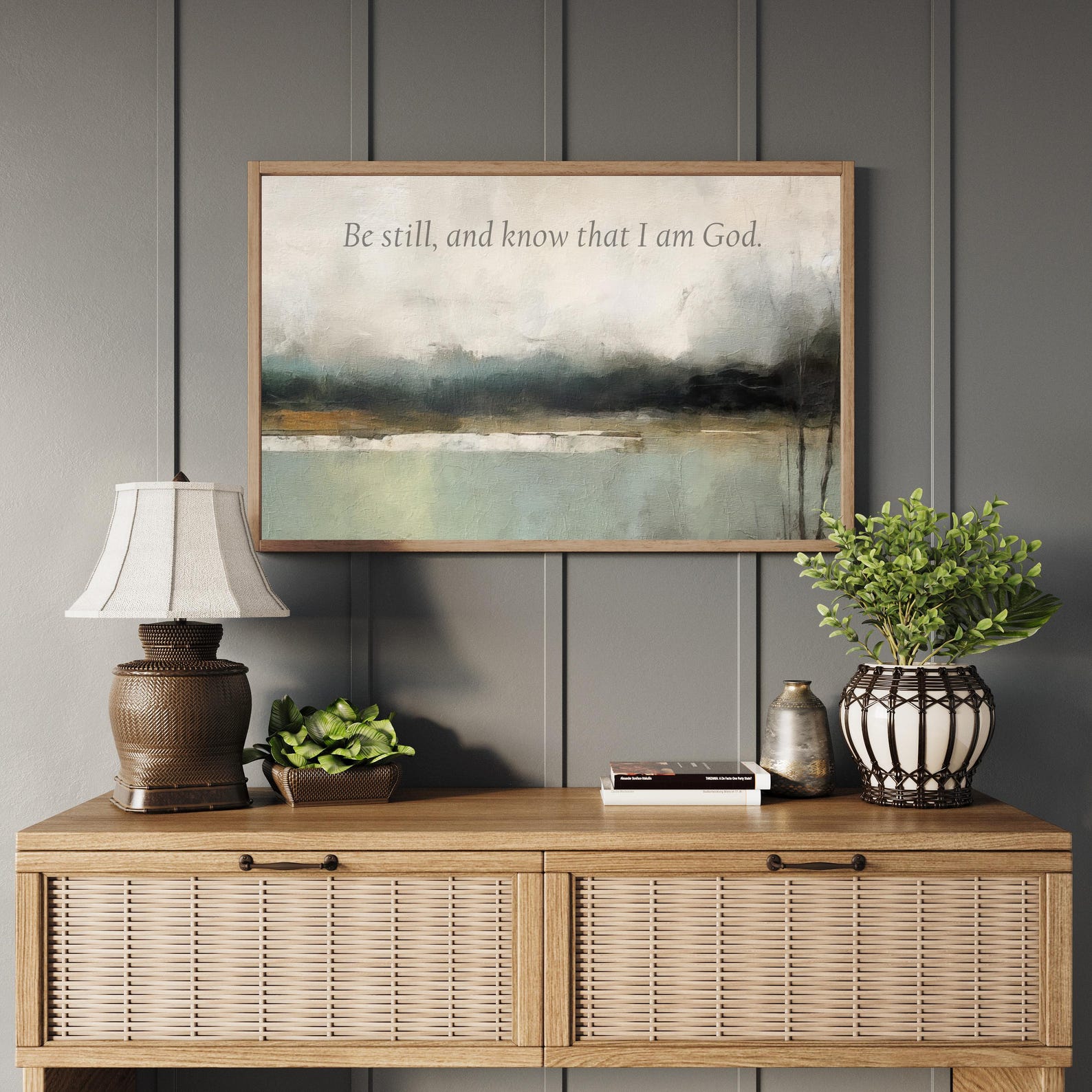 Large Christian Wall Art on Wood, Muted Abstract Psalm 46:10 Decor ...