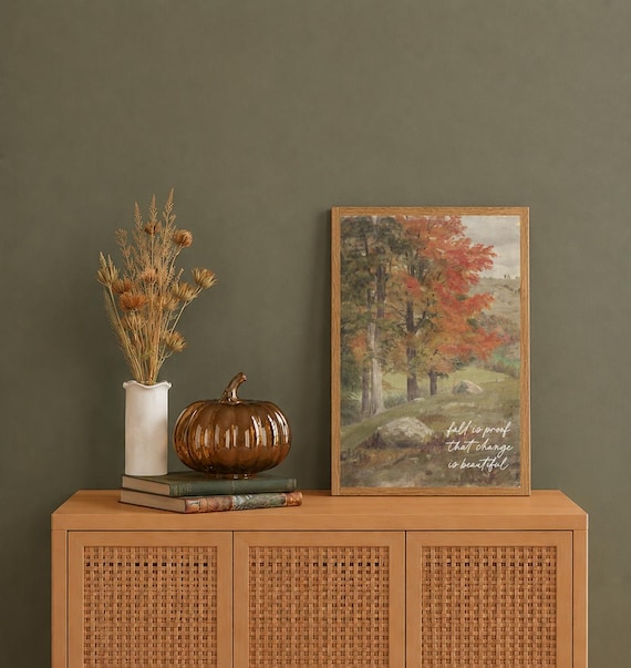 fall wall art, autumn landscape wall art, framed canvas print, nature wall art, vintage fall wall decor, framed fall prints