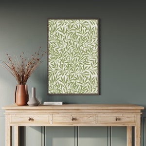 Green botanical wall art inspired by Morris textile design