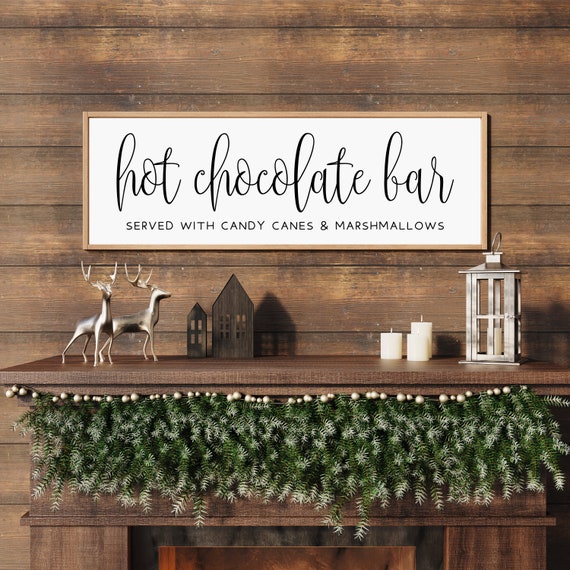 Hot Chocolate Bar Sign-Winter Decor-Wooden Christmas Signs-Coffee Bar Sign-Hot Cocoa Sign-Hot Cocoa Station-Kitchen Decor-Holiday Decor