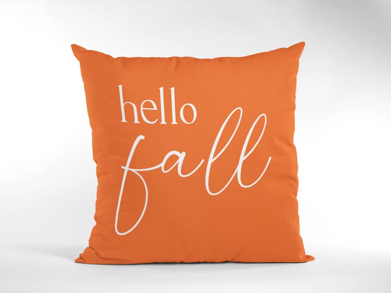 Hello Fall Pillow Orange Fall Throw Pillow for Porch Outdoor image 1 - where to buy fall decor 