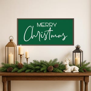 Merry Christmas Wood Sign | Christmas Wood Signs | Framed Wood Sign | Winter Signs | Holiday Wall Decor | Farmhouse Wall Decor | Decorations bild 5
