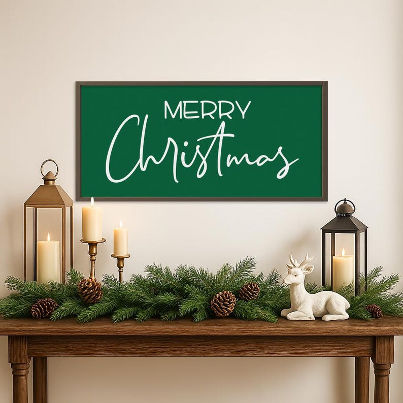Merry Christmas Wood Sign | Christmas Wood Signs | Framed Wood Sign | Winter Signs | Holiday Wall Decor | Farmhouse Wall Decor | Decorations bild 5