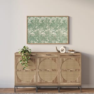 William Morris botanical textile wall art framed in wood