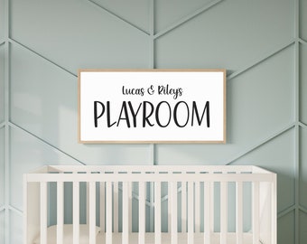 Custom Playroom Sign with Names, Personalized Kids Room Decor
