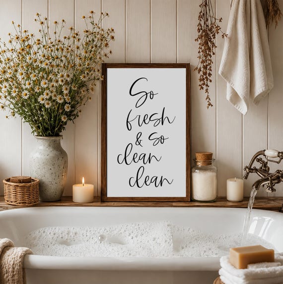 bathroom wall decor, so fresh and so clean clean sign, bathroom signs, farmhouse bathroom, bathroom decor, bathroom wall art, wood signs