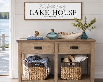 Personalized Lake House Family Sign | Custom Wooden Framed Lake Decor