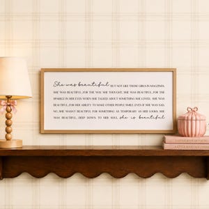 Girls Bedroom Wall Decor, She Was Beautiful Sign, F. Scott Fitzgerald Quote, Girls Room Sign, Sign For Girls Room, Framed Wood Sign