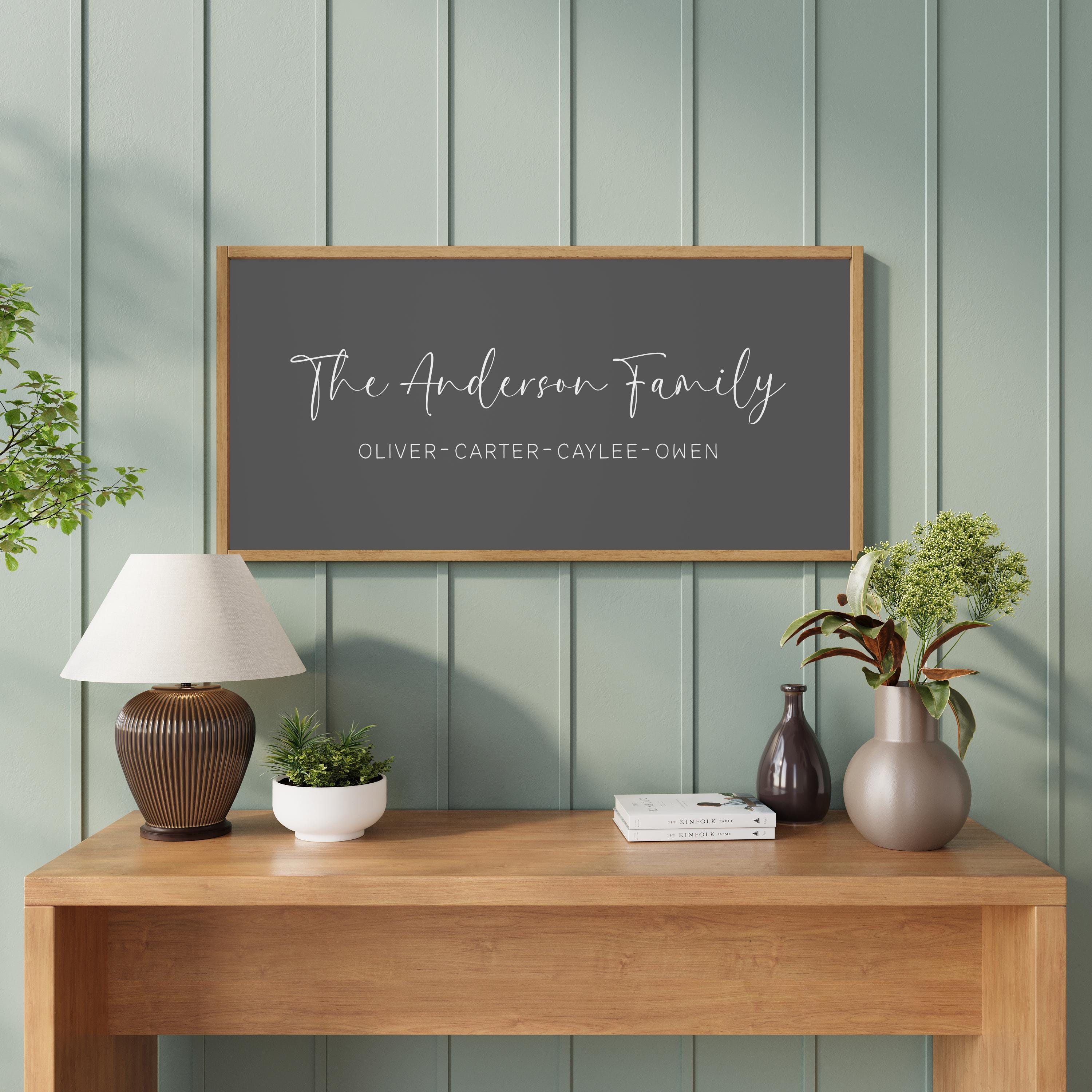 Personalized Family Name Sign - Custom Wood Framed Last Name Sign ...
