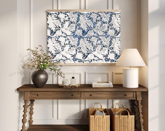 William Morris Botanical Tapestry | Vintage Floral Canvas Wall Hanging | Textile Style Wall Decor