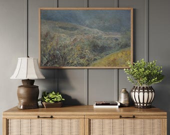 Lámina de paisaje vintage enmarcada: Arte de pared rústico de madera