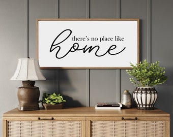 There's No Place Like Home Sign | Home Wall Decor | Wood Framed Sign | Farmhouse Sign | Entryway Decor | Home Sweet Home Sign | Wood Signs