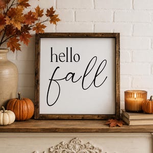 fall decor, fall signs, autumn decor, hello fall sign, wood sign, rustic fall decor, farmhouse wall decor, fall signs for home