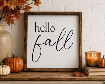 fall decor, fall signs, autumn decor, hello fall sign, wood sign, rustic fall decor, farmhouse wall decor, fall signs for home