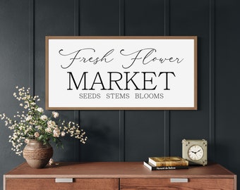 Spring Decor | Fresh Flower Market Wood Sign | Farmhouse Sign | Fresh Flowers | Spring Sign | Flower Sign | Farmhouse Decor