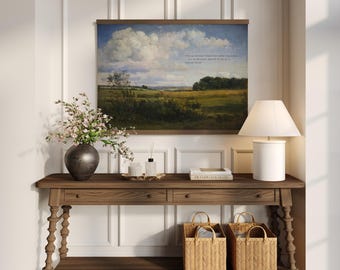Psalm 118:24 Vintage Scripture Art | Oil Landscape Canvas Tapestry | Extra Large Christian Wall Decor