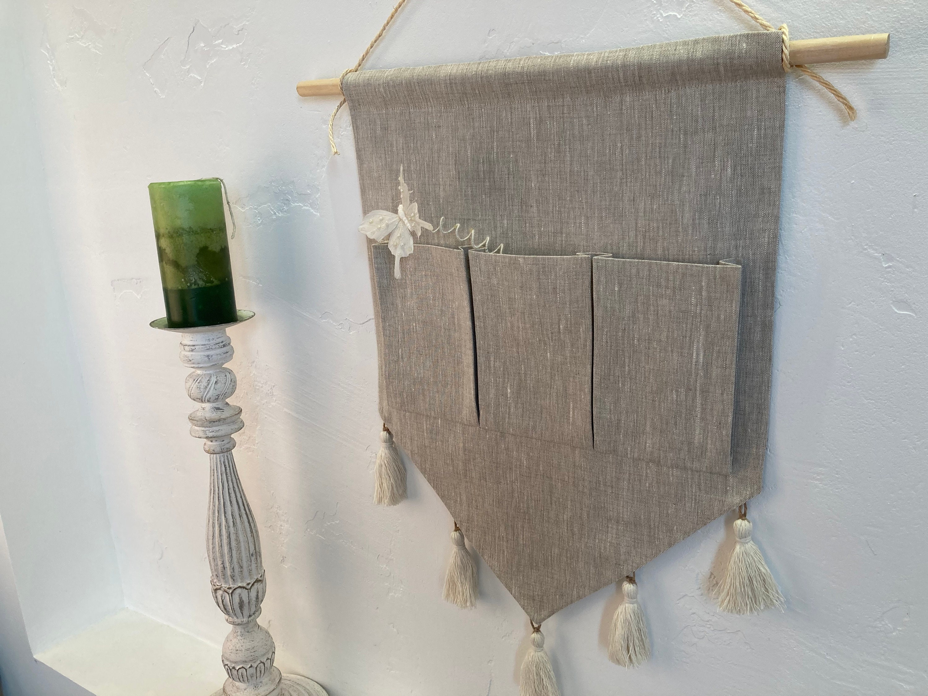 Linen Bags Wall Organizer Hanging Wall Organizer Hanging Etsy UK