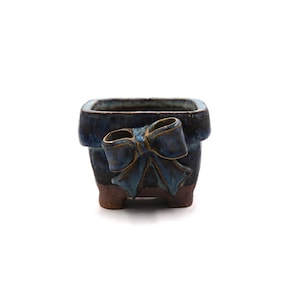 5"inches bronze glaze cravat square planter pot succulent pot